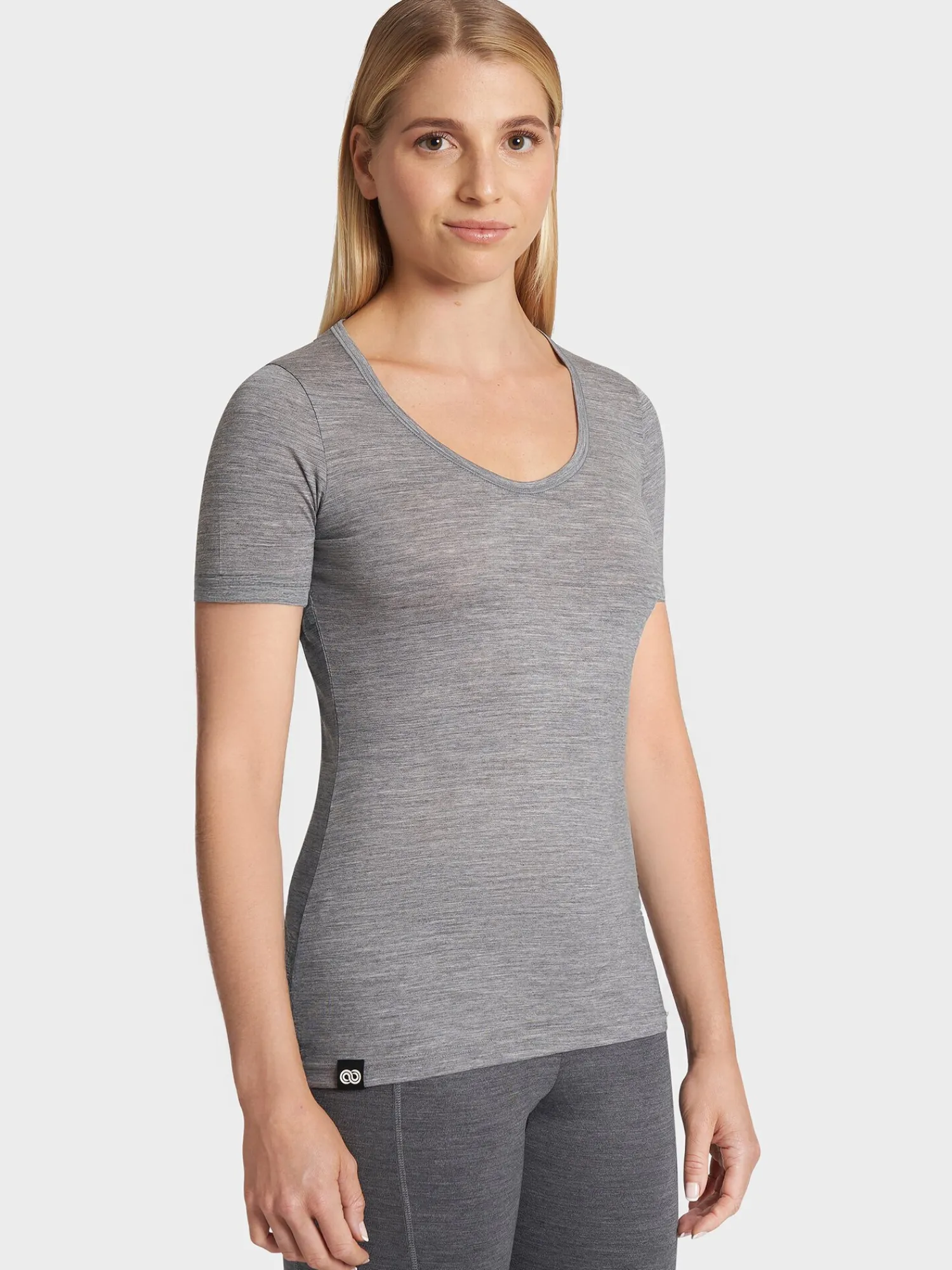 Discount Rewoolution ALEXANDRIA - t-shirt in merino jersey 140 gr per donna in colore grigio