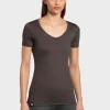 Online Rewoolution ALEXANDRIA - t-shirt in merino jersey 140 gr  per donna in colore marrone