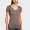 Online Rewoolution ALEXANDRIA - t-shirt in merino jersey 140 gr  per donna in colore marrone
