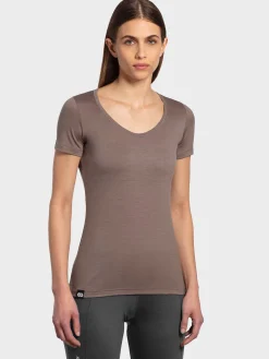 Online Rewoolution ALEXANDRIA - t-shirt in merino jersey 140 gr per donna in colore marrone