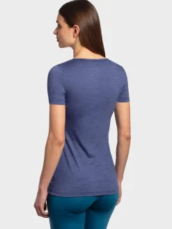 Hot Rewoolution ALEXANDRIA - t-shirt in merino jersey 140 gr  per donna in colore blu