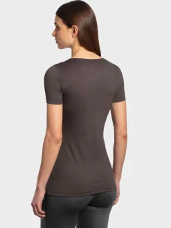 Online Rewoolution ALEXANDRIA - t-shirt in merino jersey 140 gr  per donna in colore marrone