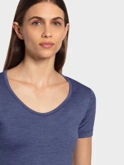Hot Rewoolution ALEXANDRIA - t-shirt in merino jersey 140 gr  per donna in colore blu