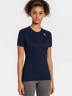 Discount Rewoolution ALI - t-shirt in merino jersey 190 gr per donna in colore blu