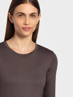 Outlet Rewoolution BERRY - t-shirt in merino jersey 140 gr per donna in colore marrone