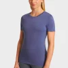 Outlet Rewoolution CHERRY - t-shirt in merino jersey 140 gr per donna in colore blu