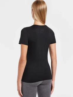Hot Rewoolution CHERRY - t-shirt in merino jersey 140 gr per donna in colore nero