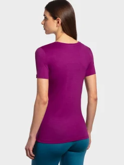 Outlet Rewoolution CHERRY - t-shirt in merino jersey 140 gr per donna in colore viola