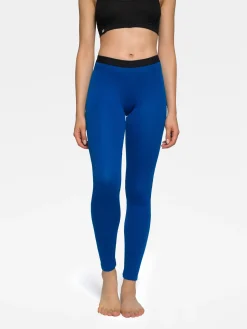 Outlet Rewoolution COVER - leggings in merino mesh 180 gr per donna in colore blu