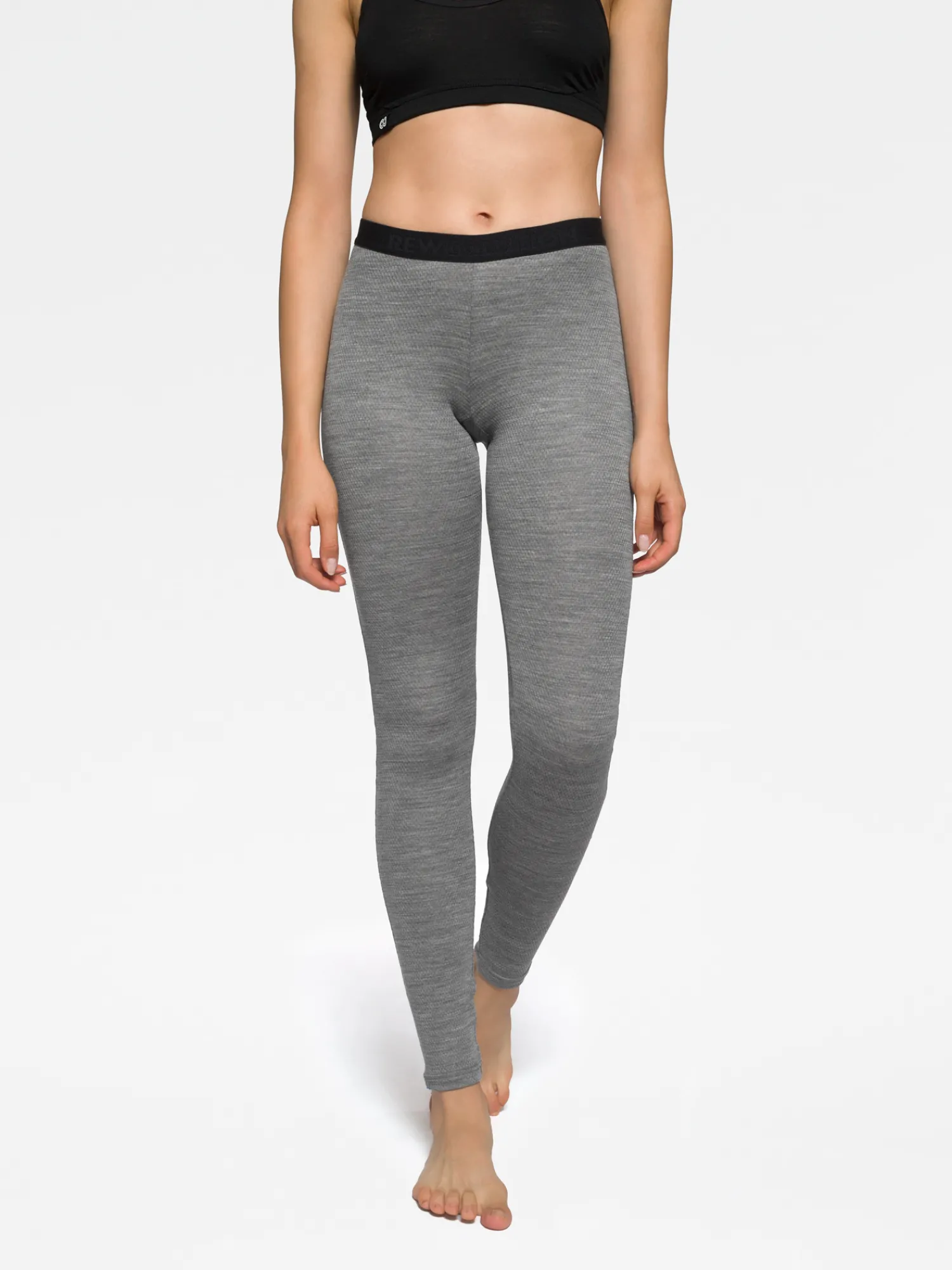 Outlet Rewoolution COVER - leggings in merino mesh 180 gr per donna in colore grigio