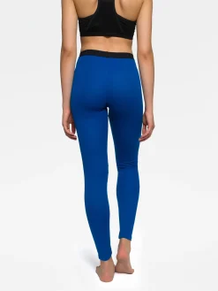 Outlet Rewoolution COVER - leggings in merino mesh 180 gr  per donna in colore blu