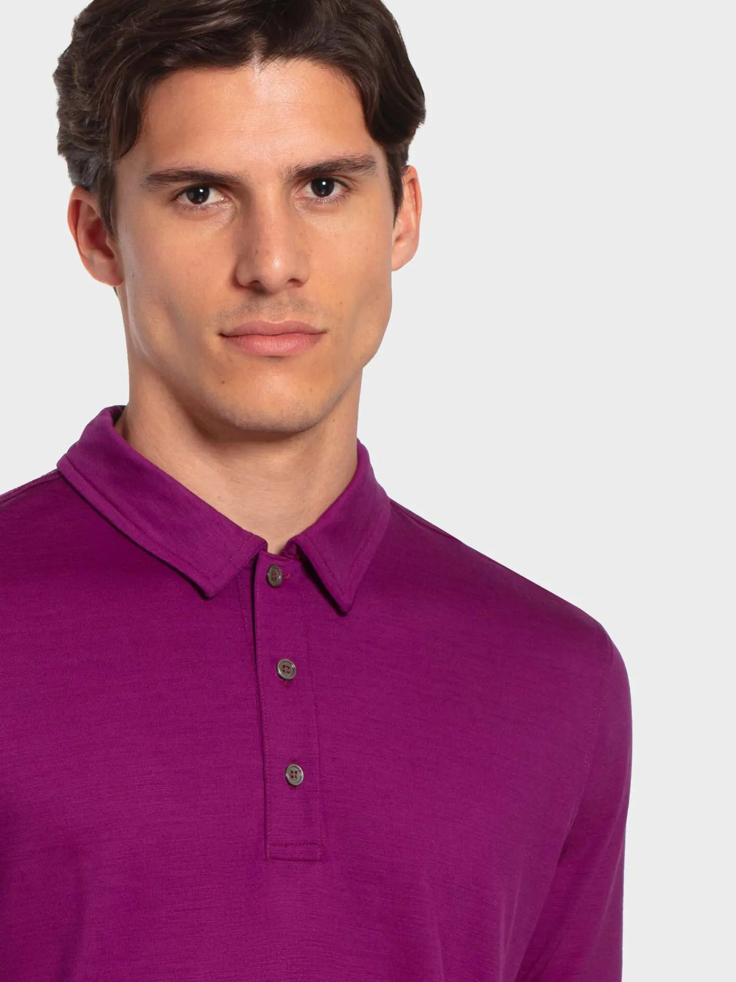 Outlet Rewoolution FLIP - polo in merino jersey 190 gr per uomo in colore viola