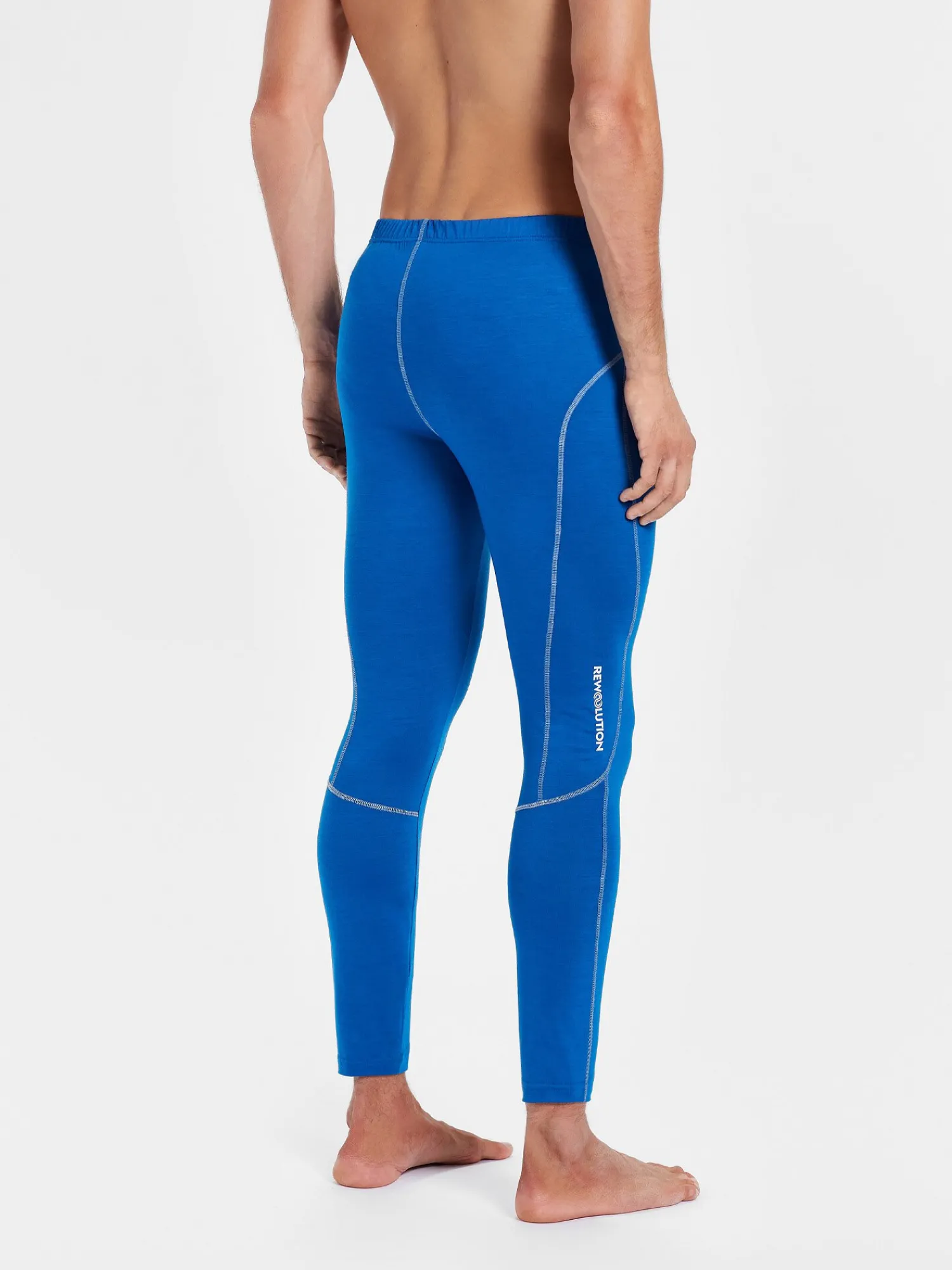 Outlet Rewoolution JOHNNY - leggings in merino jersey 140 gr per uomo in colore blu