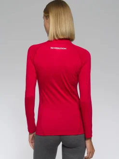 Outlet Rewoolution LINDSEY - felpa in merino jersey 190 gr per donna in colore rosso
