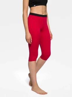 Online Rewoolution LINS - leggings in merino mesh 180 gr  per donna in colore rosso