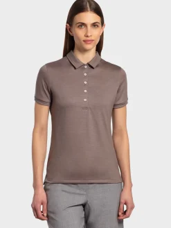 New Rewoolution MIRTH - polo in merino jersey 190 gr per donna in colore marrone