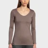 Online Rewoolution ROXBY - t-shirt in merino jersey 140 gr per donna in colore marrone