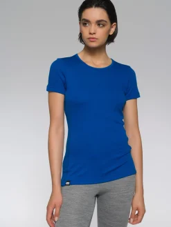 Online Rewoolution SKIN - t-shirt in merino mesh 180 gr per donna in colore blu