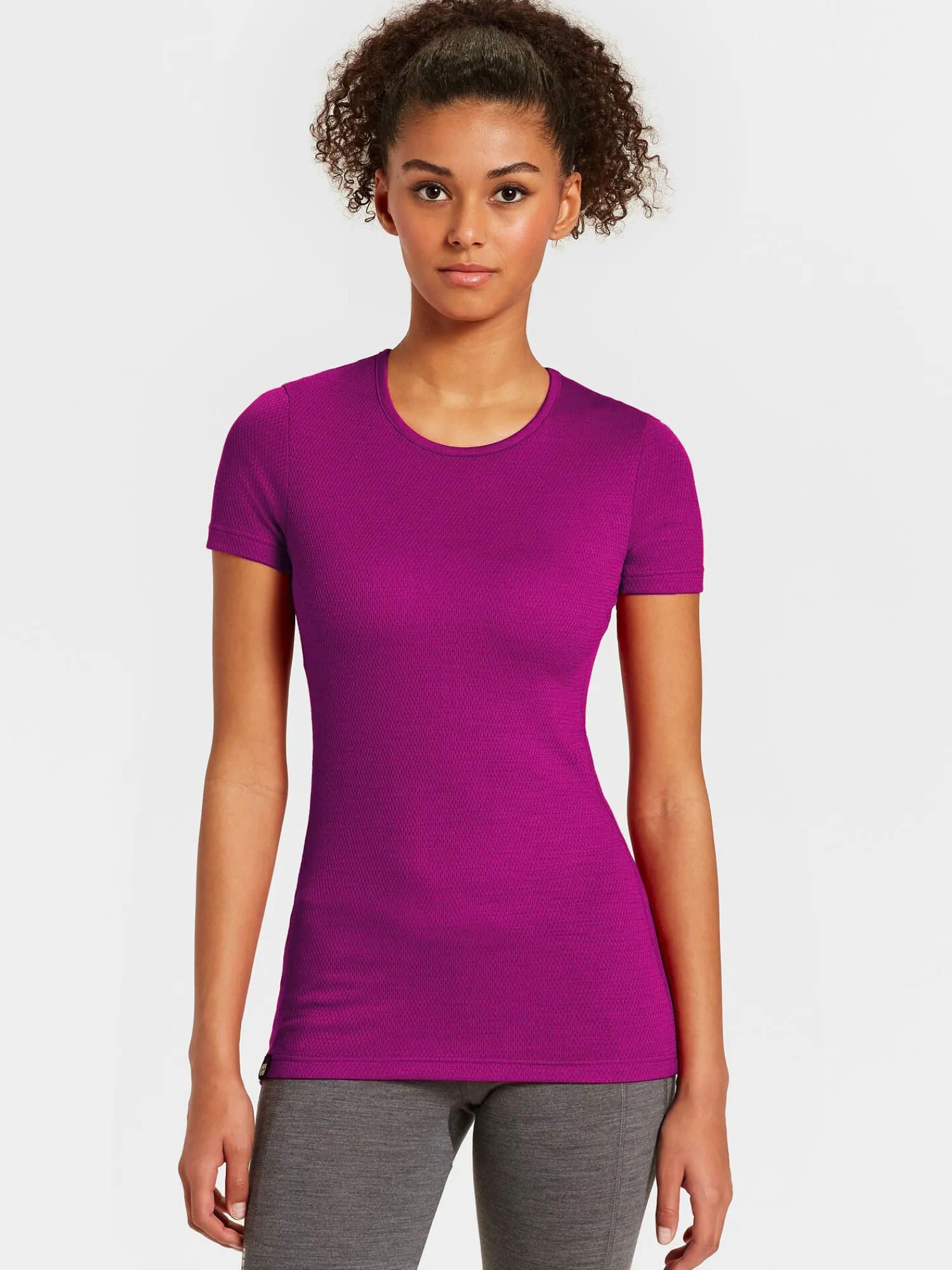 Outlet Rewoolution SKIN - t-shirt in merino mesh 180 gr per donna in colore viola
