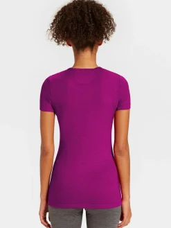 Outlet Rewoolution SKIN - t-shirt in merino mesh 180 gr  per donna in colore viola