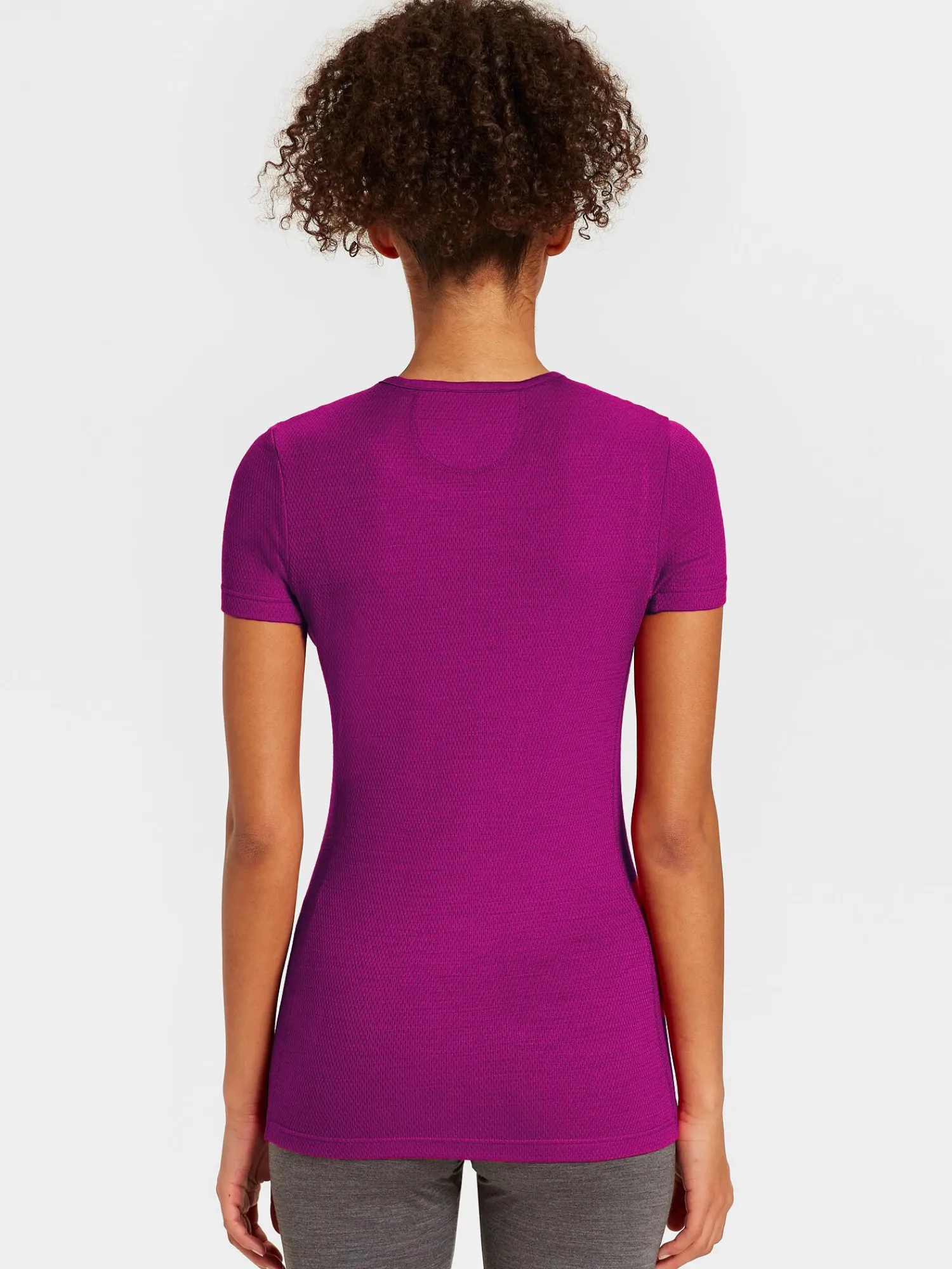 Outlet Rewoolution SKIN - t-shirt in merino mesh 180 gr per donna in colore viola