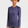 Discount Rewoolution WIKI - t-shirt in merino jersey 190 gr per donna in colore blu